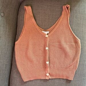 Sincerely Jules Button Up Sleeveless Sweater Vest, V-Neck, Size Large